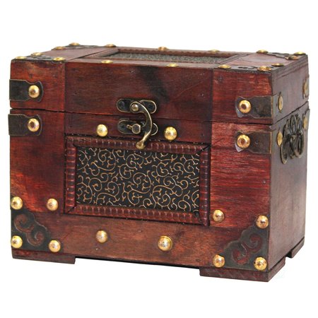 Vintiquewise Rustic Studded Index/Recipe Card Box with Antiqued Latch, 4 x 6 Cards QI003389.L